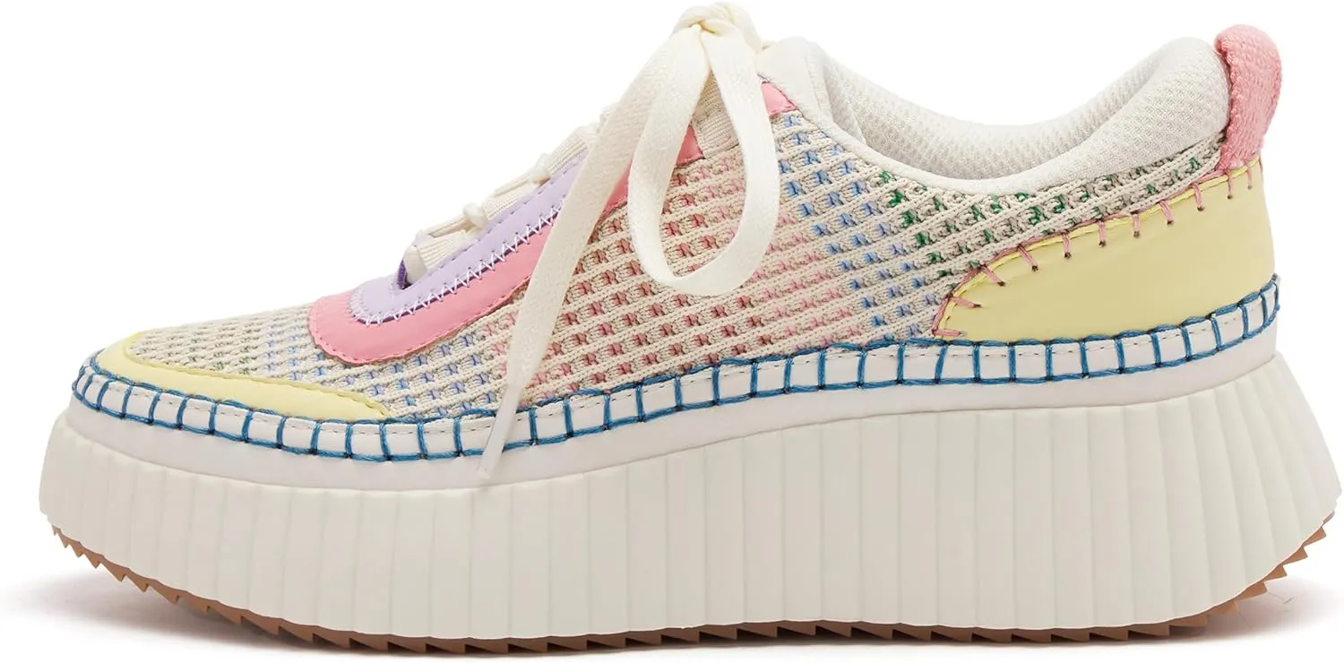 Women Lace Up Platform Woven Sneakers Comfortable Casual Fashion Sneaker Low Top Chunky Walking Shoes