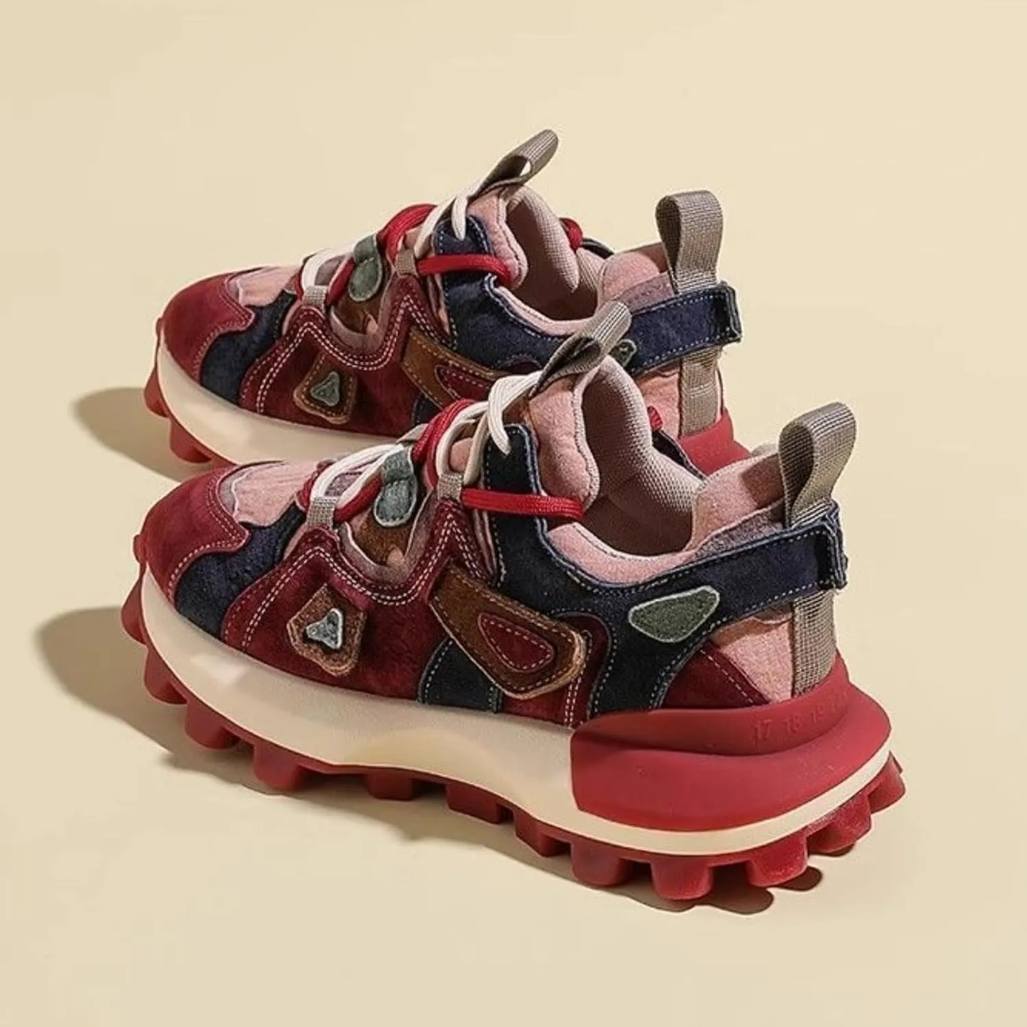 Women Premium Chunky Dad Sneakers, Stylish Leather Platform Shoes, Y2K Streetwear Sporty Versatile Lightweight Teens