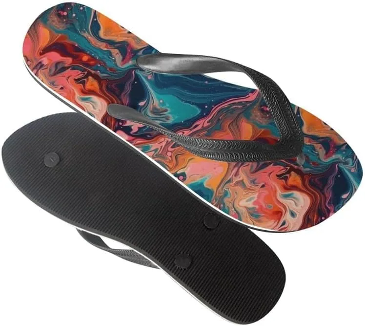 Women Tie-Dye Flip Flop Sandal, Hawaii Graffiti Soft Comfort Fit Slippers for Summer Unisex Outdoor Shower Slippers
