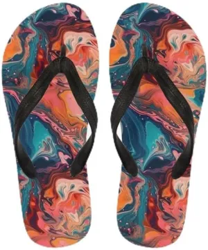 Women Tie-Dye Flip Flop Sandal, Hawaii Graffiti Soft Comfort Fit Slippers for Summer Unisex Outdoor Shower Slippers