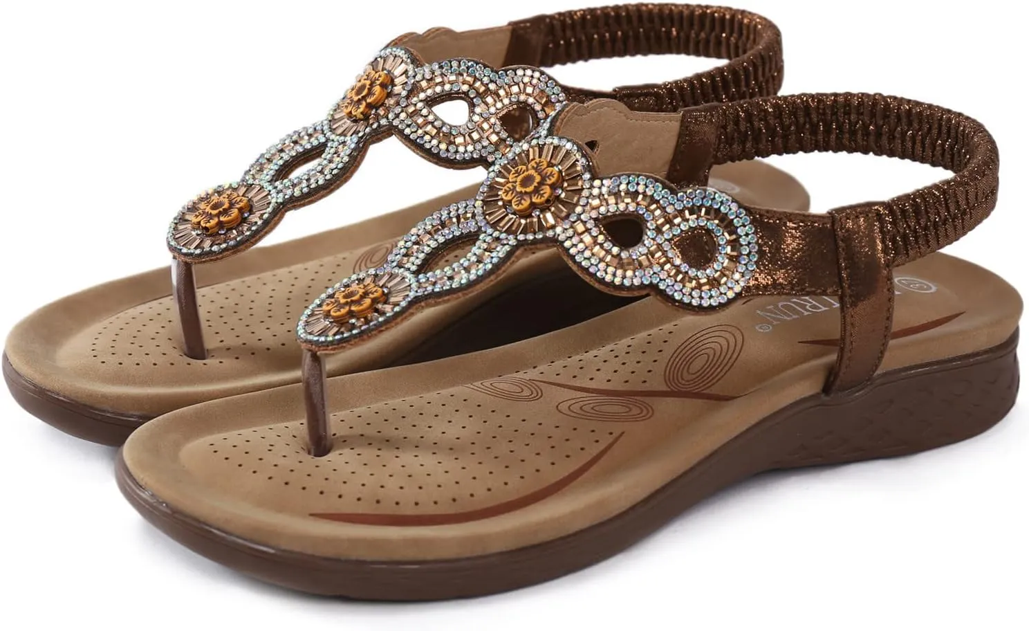Women's Boho Flats Sandals Lightweight Soft Clip Toe Bohemian Flats Sandal Comfort Beach Dressy Slip on Sandal