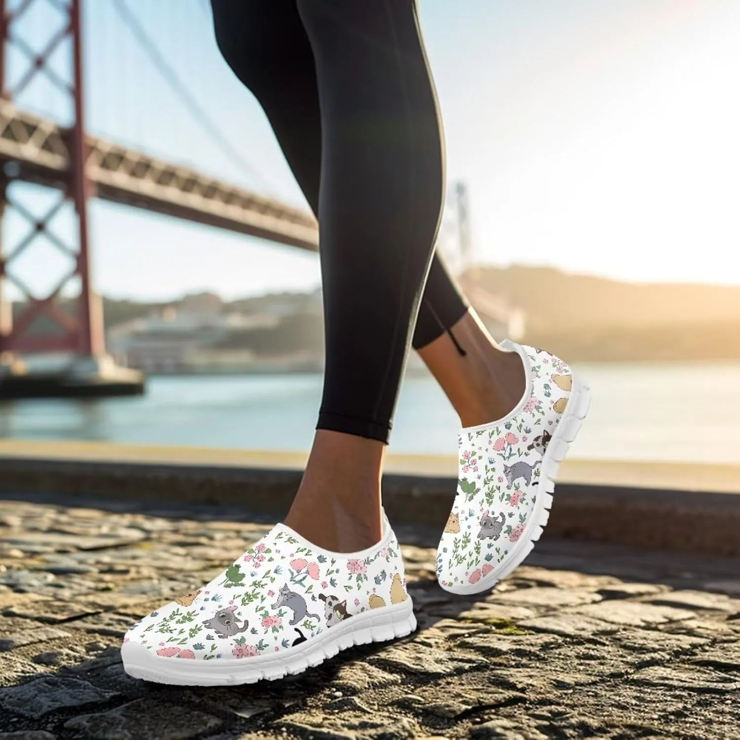 Women's Cat Print Outdoor Loafers Wide Driving Shoes Classic Business Work Flats Loafer Size 5-13