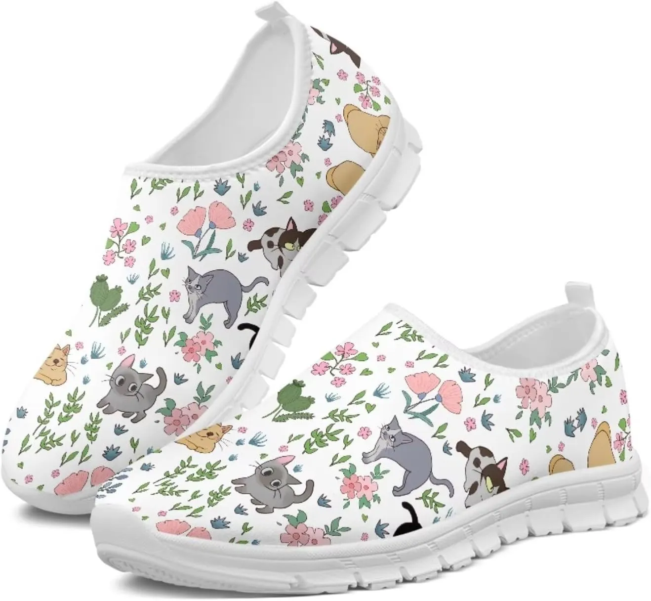 Women's Cat Print Outdoor Loafers Wide Driving Shoes Classic Business Work Flats Loafer Size 5-13