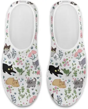 Women's Cat Print Outdoor Loafers Wide Driving Shoes Classic Business Work Flats Loafer Size 5-13