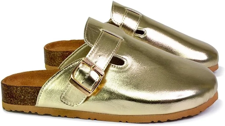Womens Clogs Slider Ladies Casual Slip On Mule Flat Footbed Soft Cork Round Close Toe Shoes Size 3-8