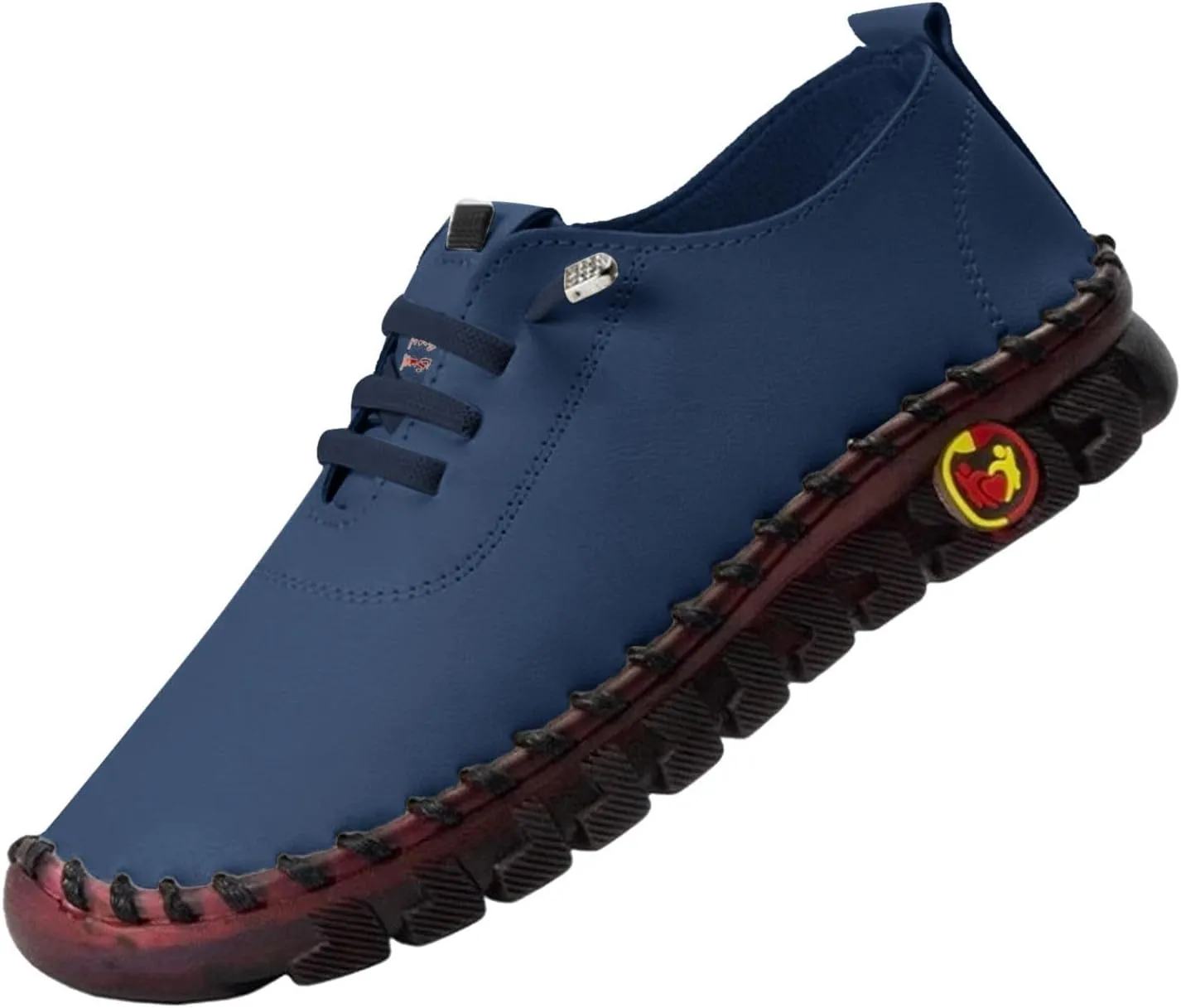 Womens Comfy Breathable Sneakers Flat Bottom Leather Slip-on Loafers Handmade Soft Shoes Sandals