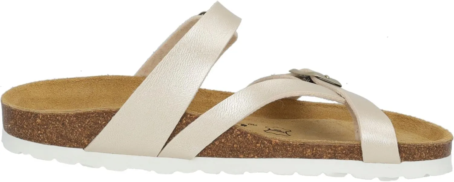 Women's Cres Matt Mules - Elegant Sandals Made in Spain - Comfortable Slippers with Cork Footbed - Fashionable Summer Shoes