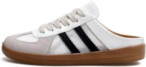 Women's Fashionable Contrast Mesh Design Lace Up Walking Shoes, Casual Slides Breathable Comfortable Sports Shoes, Female All-Match Round Toe Slip On for Women Comfortable