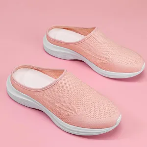 Women's Knitted Wedge Orthopedic Mule Clogs,Comfortable Mesh Soft Platform Lightweight Breathable Closed Toe Slingback Sneakers Sandals with Arch Support for Plantar Fasciitis