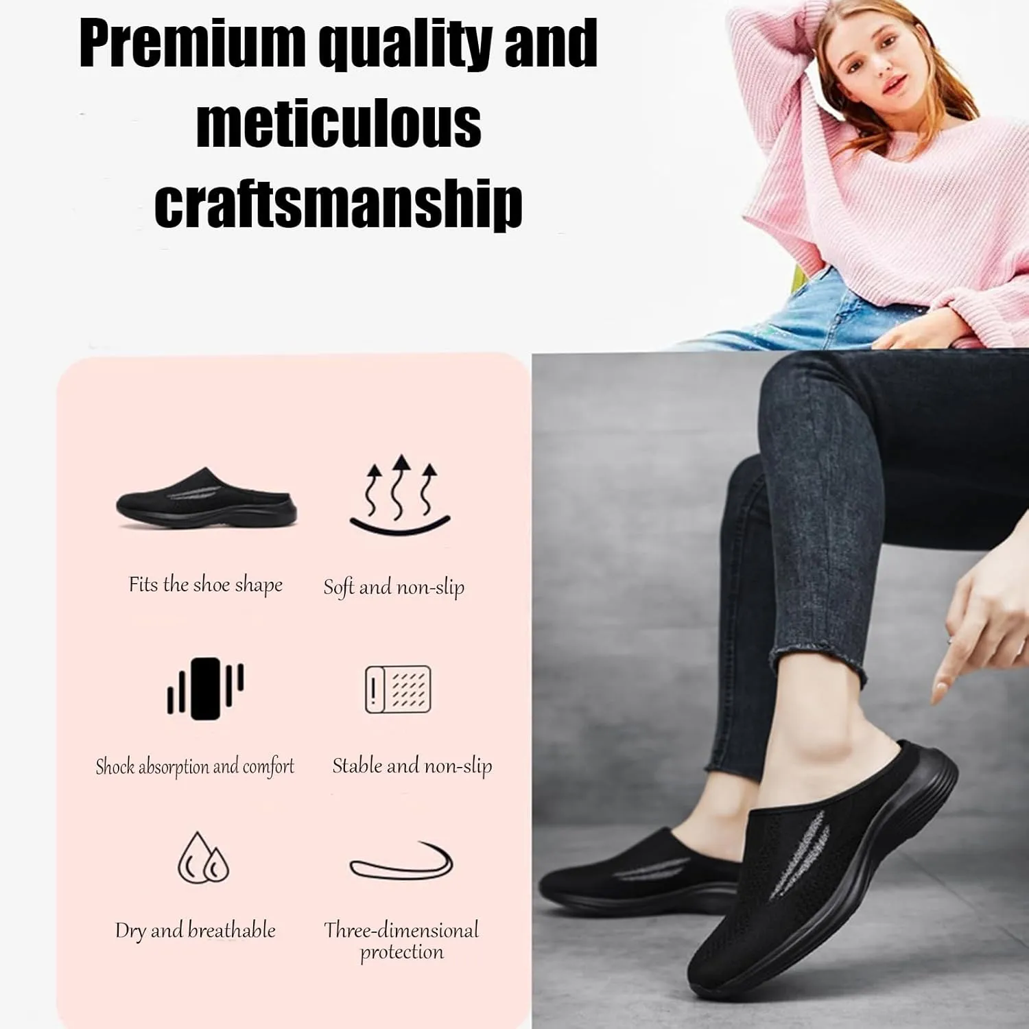 Women's Knitted Wedge Orthopedic Mule Clogs,Comfortable Mesh Soft Platform Lightweight Breathable Closed Toe Slingback Sneakers Sandals with Arch Support for Plantar Fasciitis
