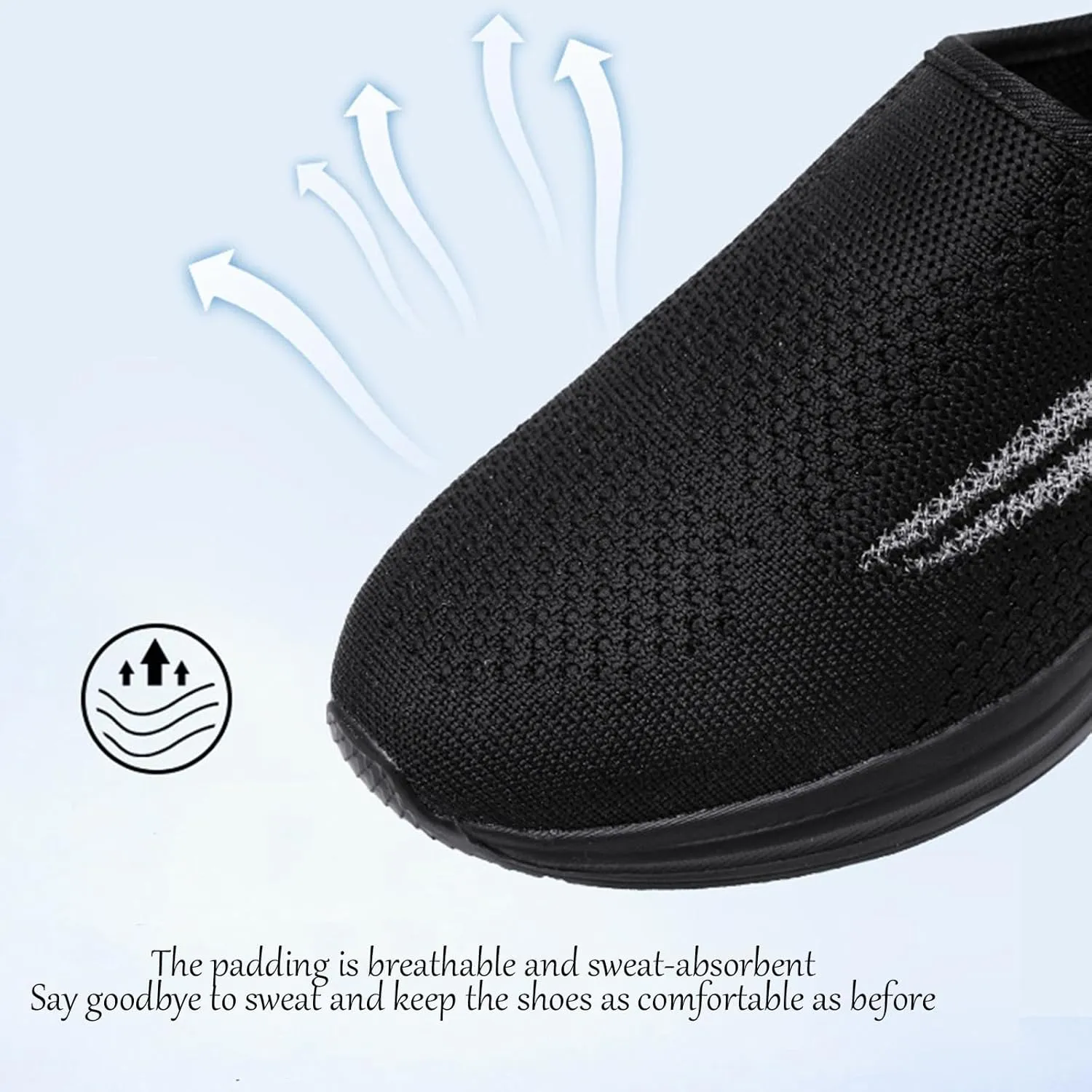 Women's Knitted Wedge Orthopedic Mule Clogs,Comfortable Mesh Soft Platform Lightweight Breathable Closed Toe Slingback Sneakers Sandals with Arch Support for Plantar Fasciitis