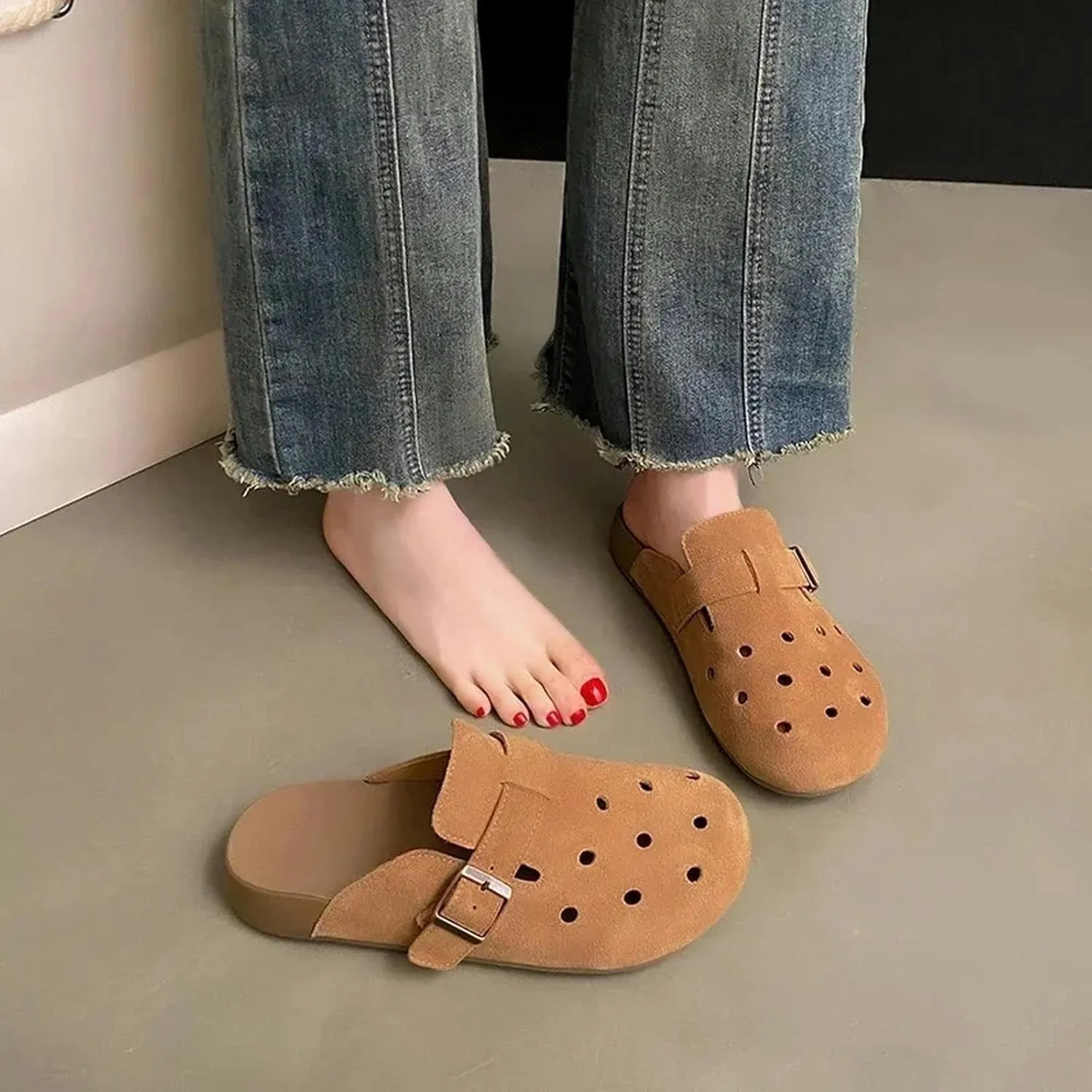 Women's Mule Sandals Women's Open Toe Hollow Flat Slippers