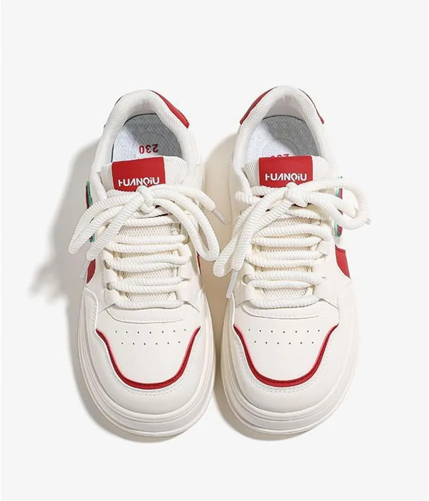 Women's Platform Casual Colorful Sneakers Retro Colorblock Stylish Cute Chunky Thick-Soled Walking Shoes