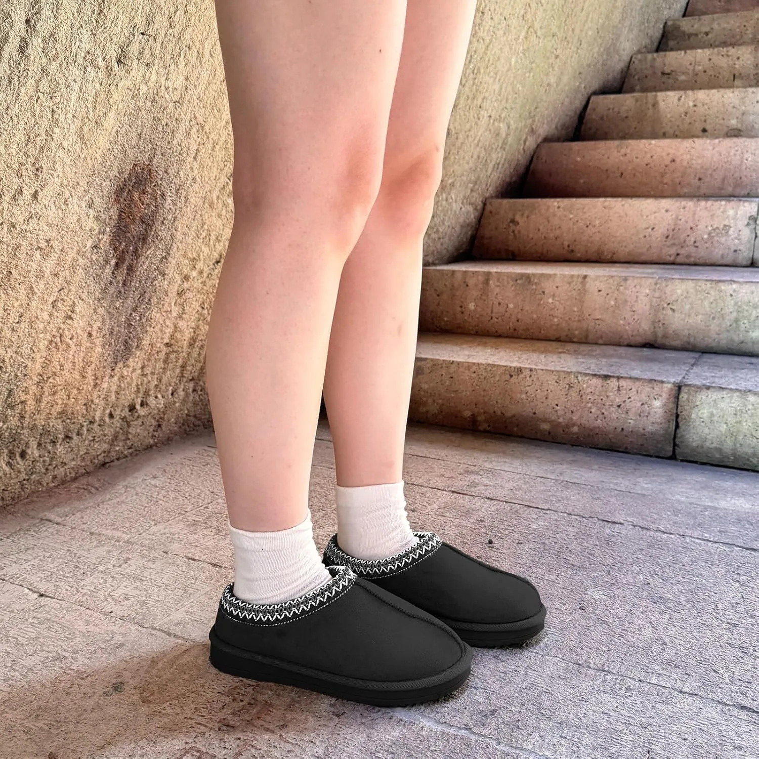 Women's Slippers Platform Mini Boots for Women Short Ankle Boot Fur Fleece Lined House Slippers Anti-Slip Boot For Outdoor