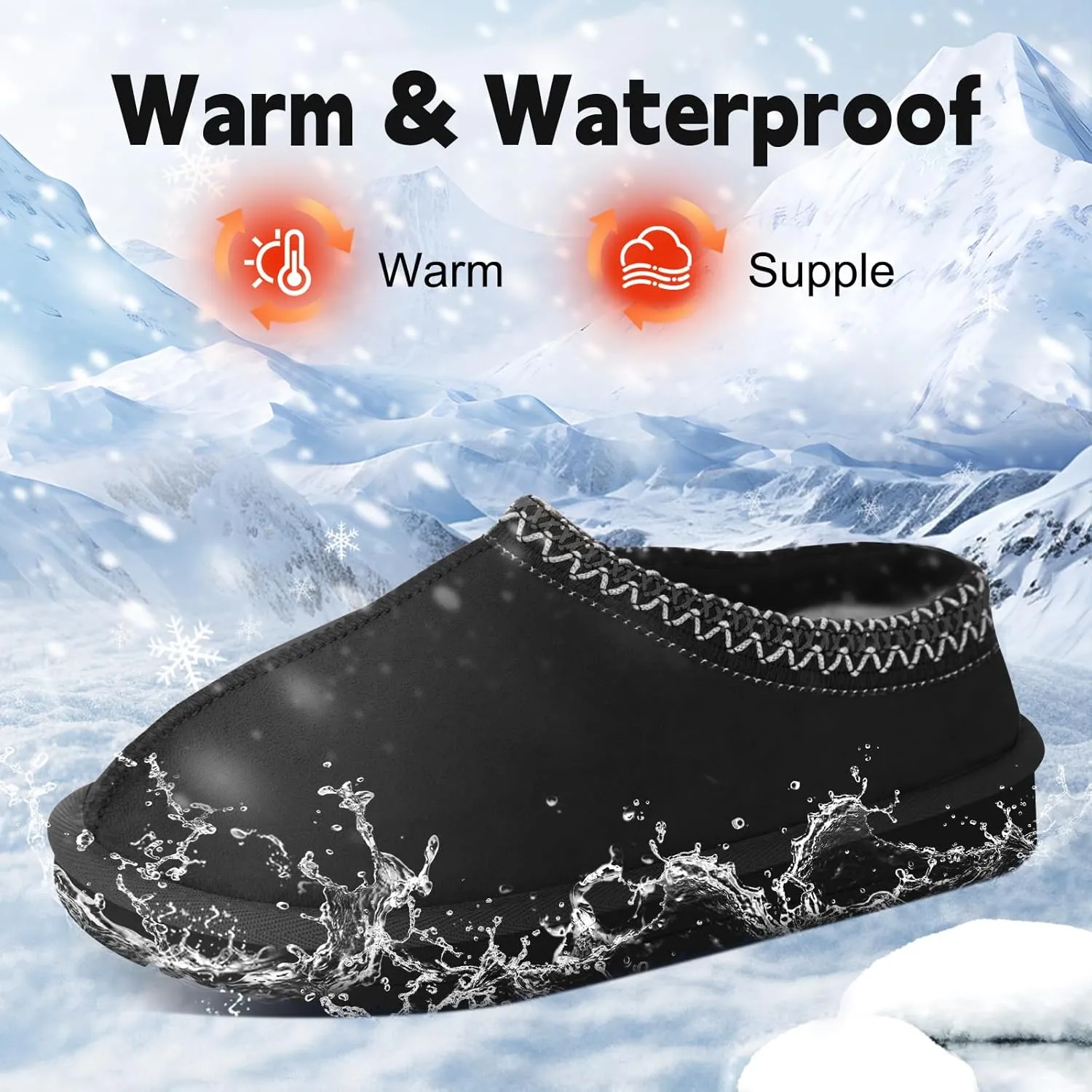 Women's Slippers Platform Mini Boots for Women Short Ankle Boot Fur Fleece Lined House Slippers Anti-Slip Boot For Outdoor
