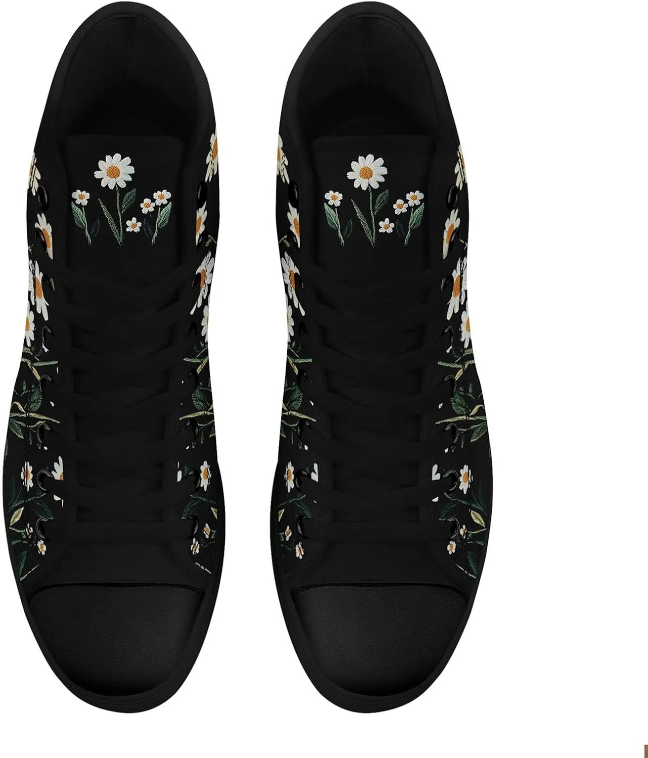 Women's Stylish High-Top Canvas Sneaker Print Floral Mushroom Shoes Gift for her Lightweight Fashion Flat Casual Shoes