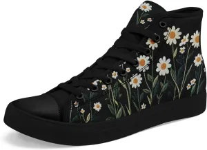 Women's Stylish High-Top Canvas Sneaker Print Floral Mushroom Shoes Gift for her Lightweight Fashion Flat Casual Shoes