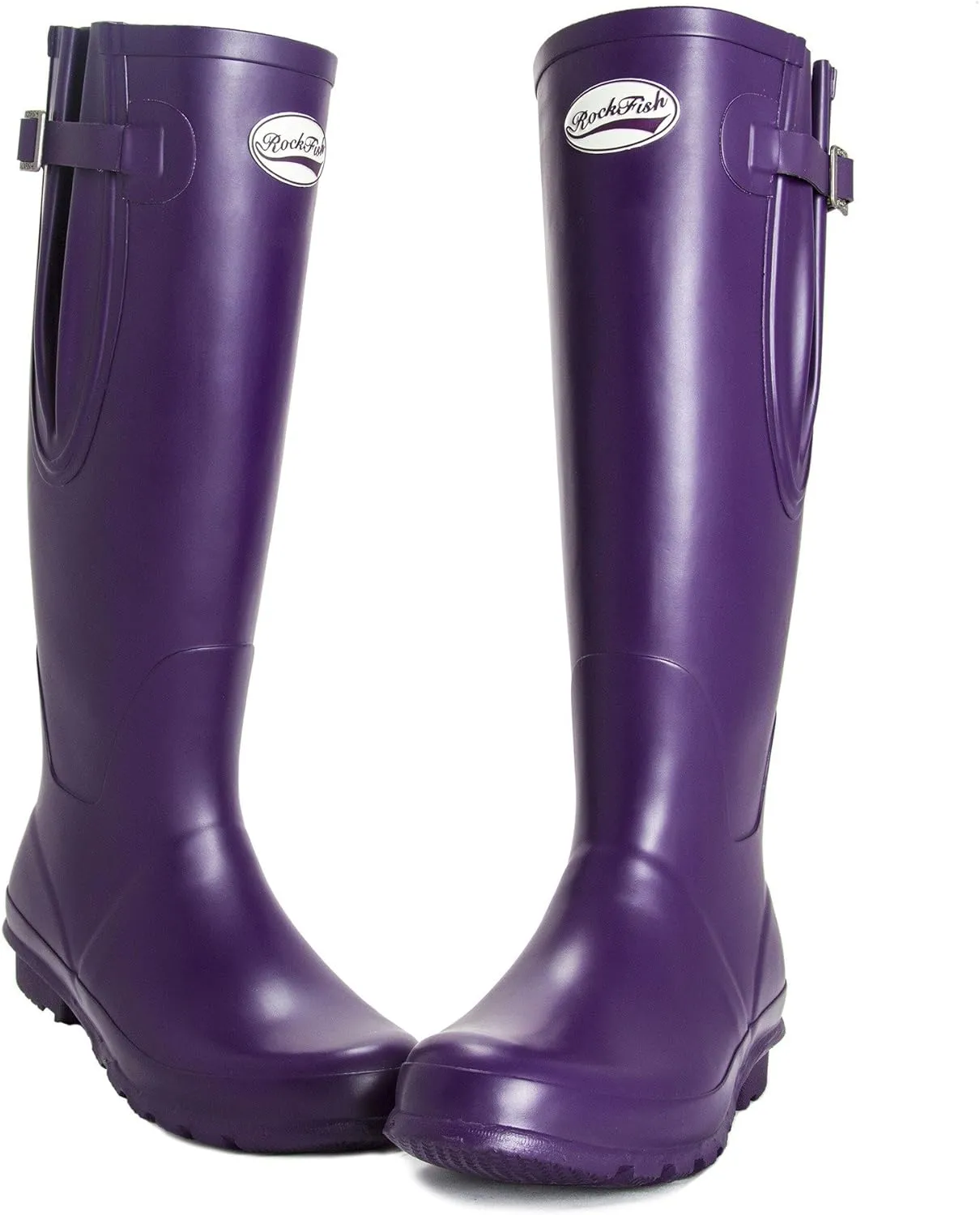 Womens/Ladies Neoprene Lined Tall Adjustable Matt Wellington (10 US) (Purple Grape)