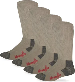 Wrangler Men's Riggs Non-Binding Boot Work Cotton Cushion Smooth Toe Socks (4 Pairs)