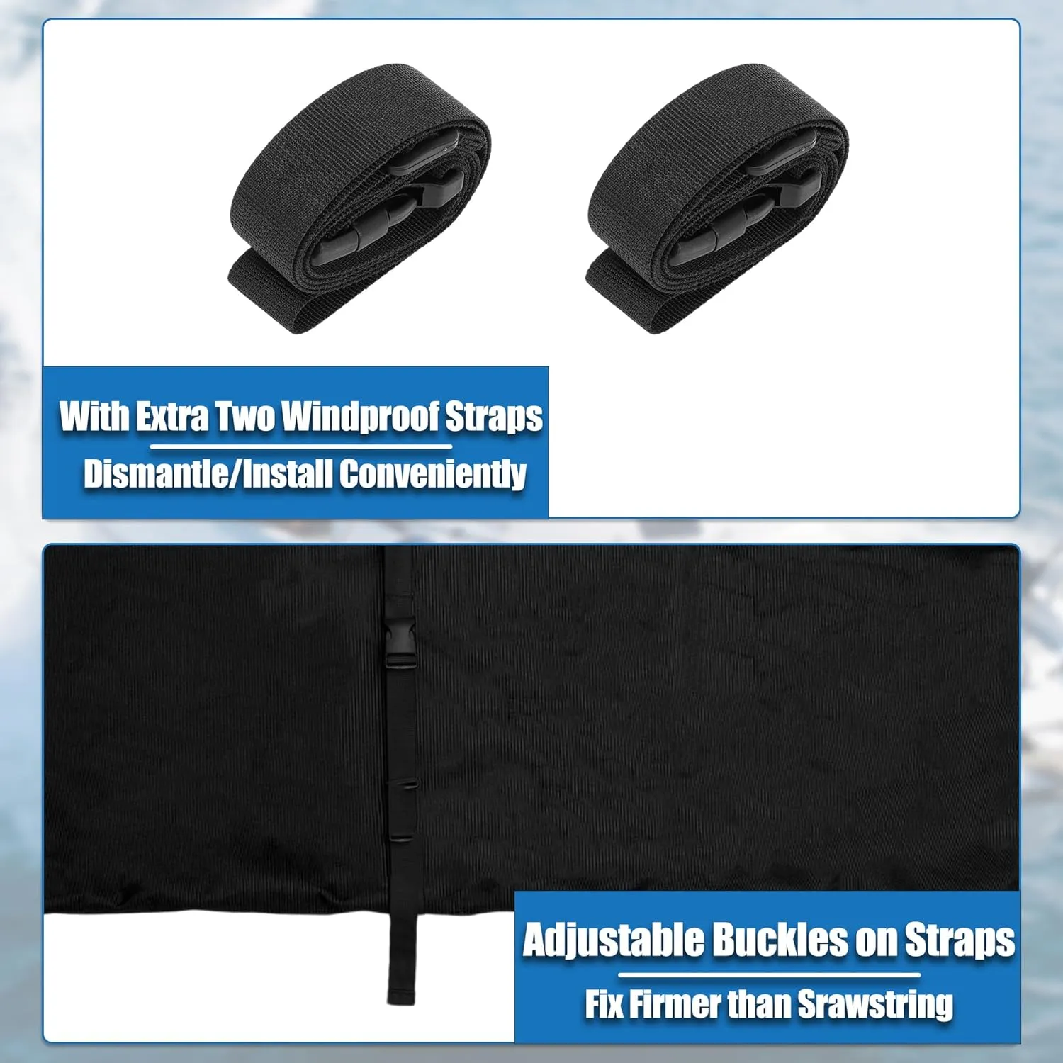 X AUTOHAUX Square Frame Bimini Top Storage Boot Cover with 2 Fixed Straps Waterproof Boat Bimini Storage Bag 600D Polyester Canvas Sun Resist Universal for 3 Bow 4 Bow 1 Set