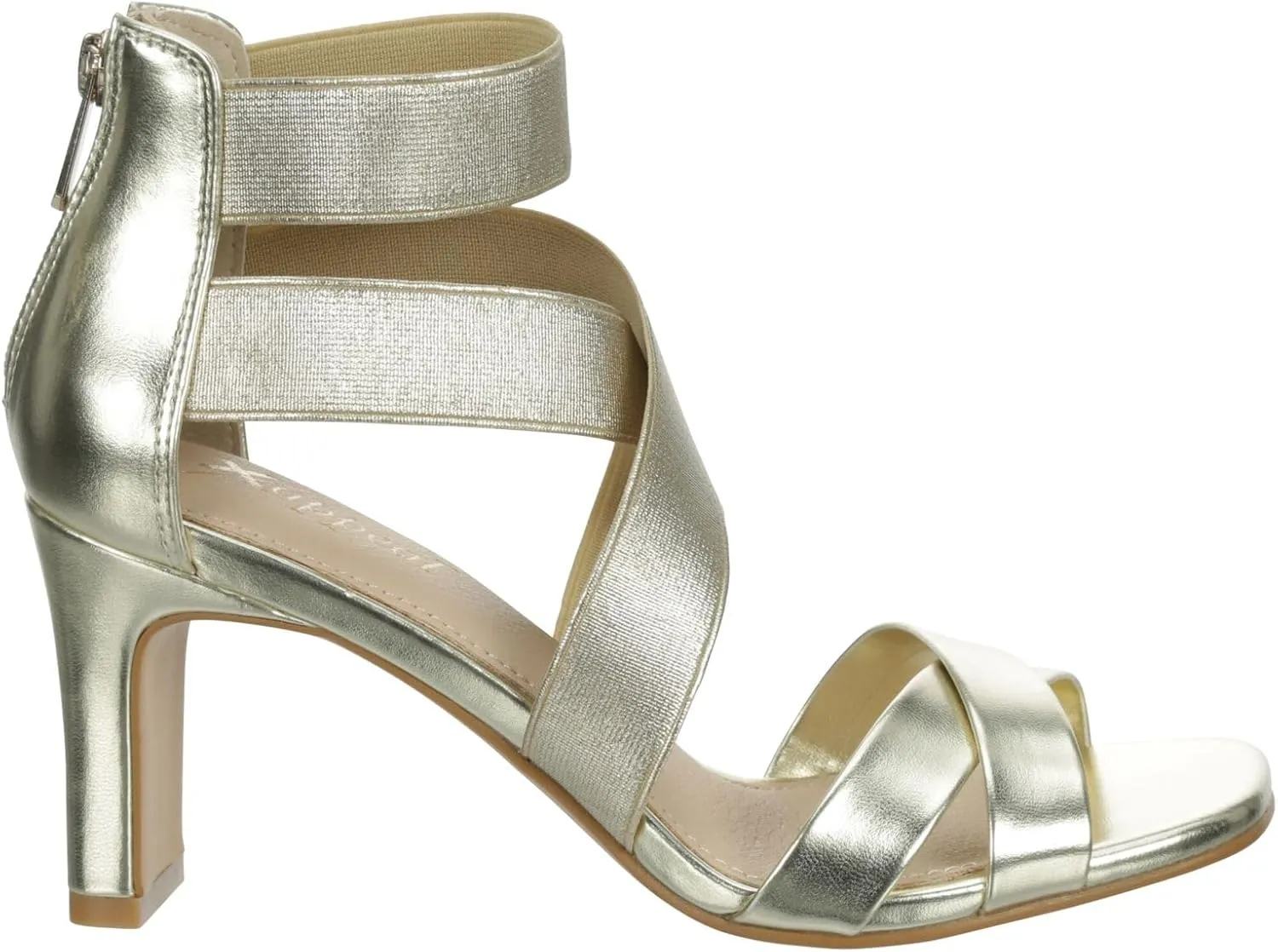 XAPPEAL Elline - Women's Zip-Up Elastic Ankle Strap Heel Open Toe Dress Sandal
