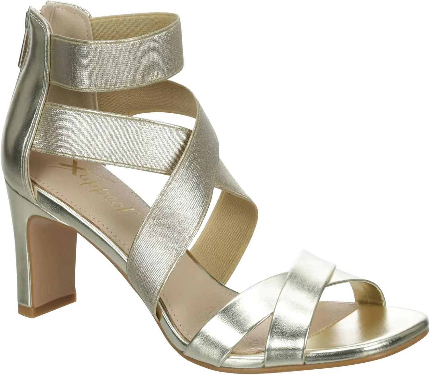 XAPPEAL Elline - Women's Zip-Up Elastic Ankle Strap Heel Open Toe Dress Sandal