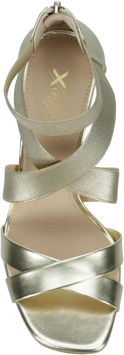 XAPPEAL Elline - Women's Zip-Up Elastic Ankle Strap Heel Open Toe Dress Sandal
