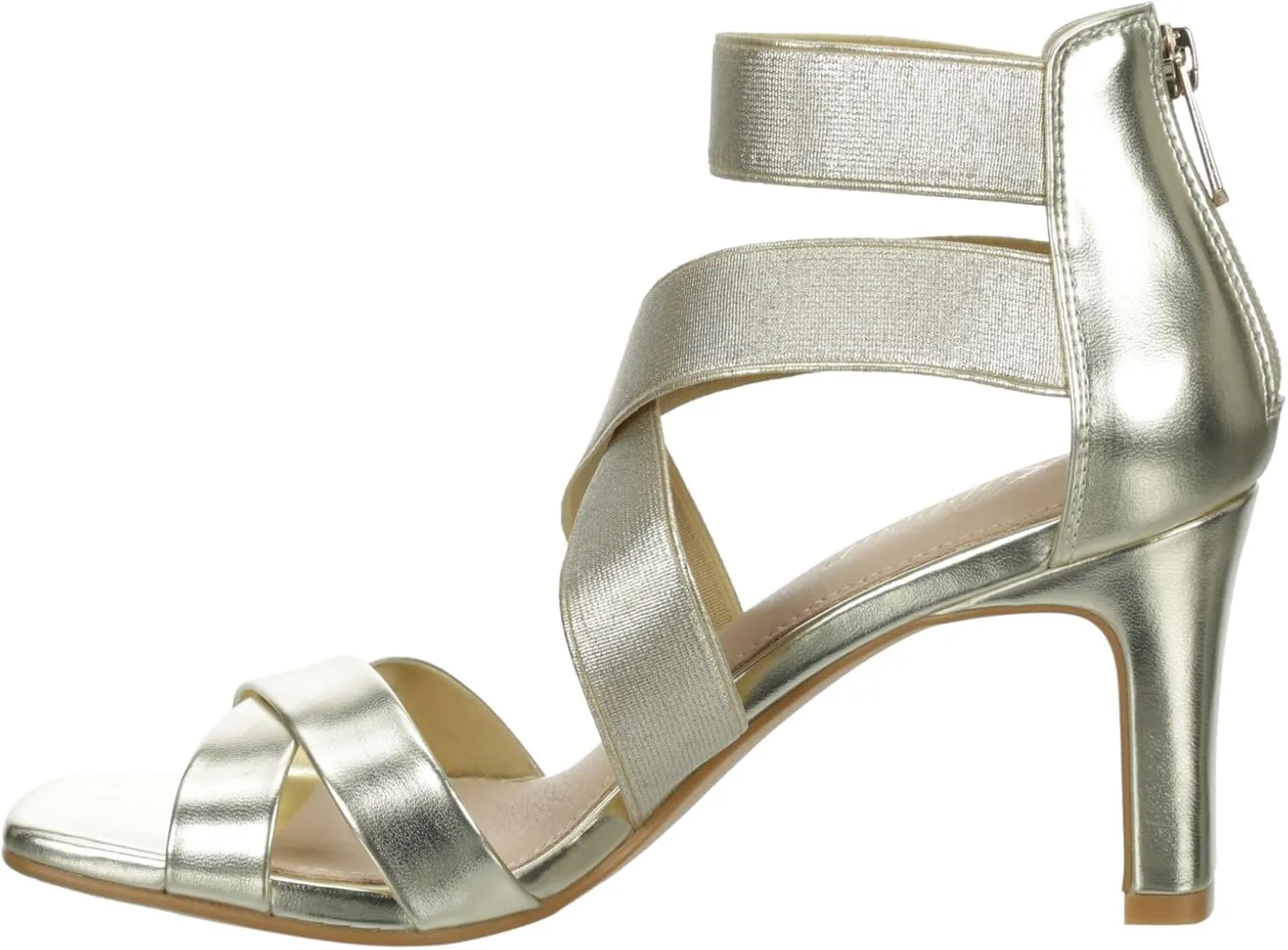 XAPPEAL Elline - Women's Zip-Up Elastic Ankle Strap Heel Open Toe Dress Sandal