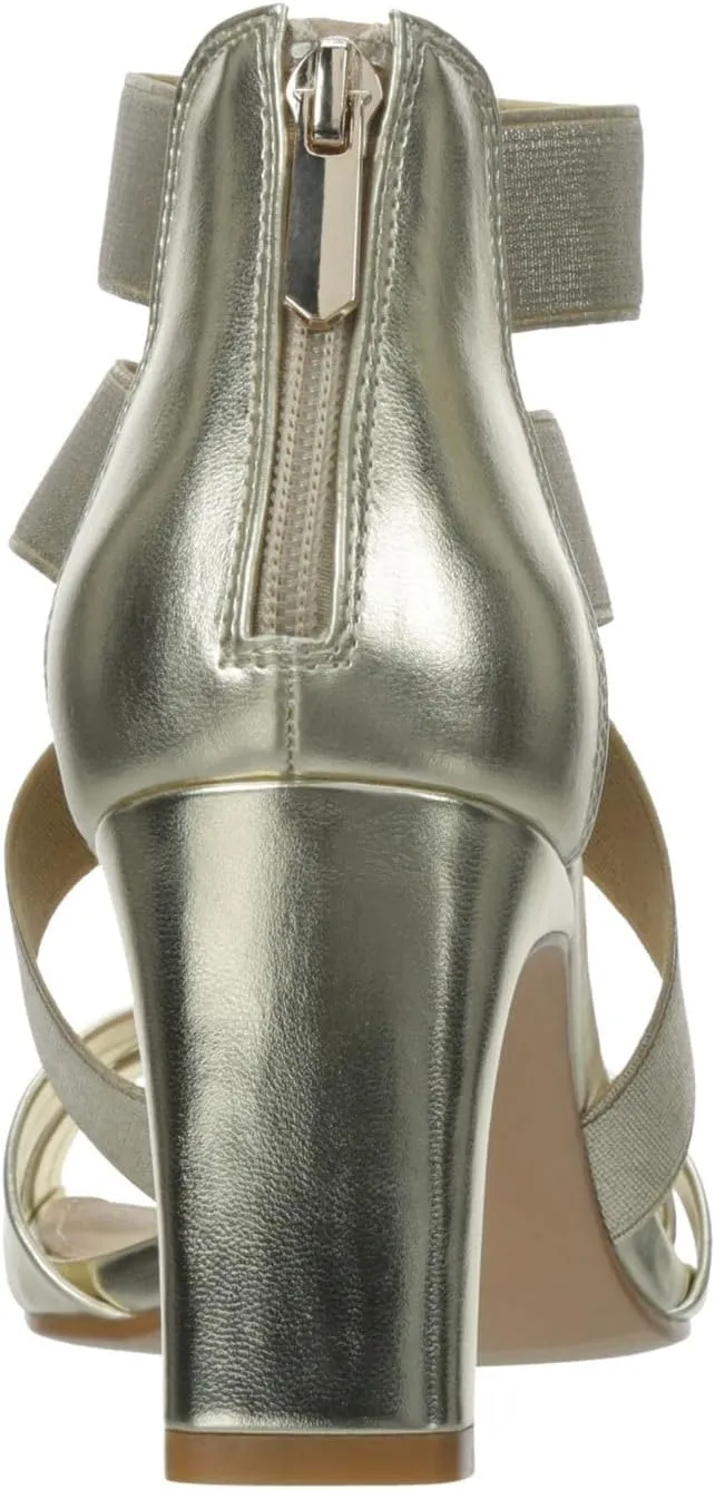 XAPPEAL Elline - Women's Zip-Up Elastic Ankle Strap Heel Open Toe Dress Sandal
