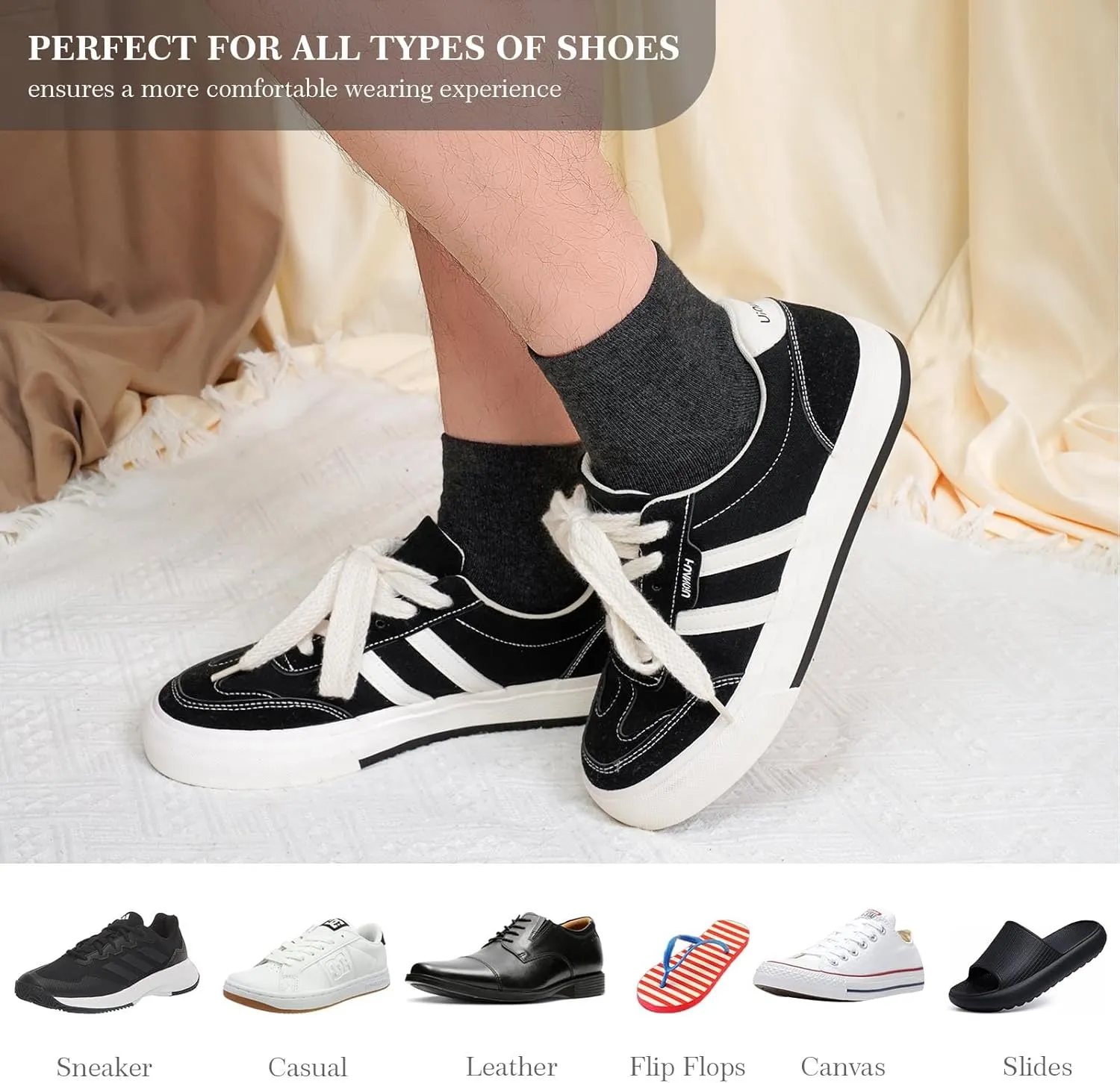 ZAKASA Men's Flip Flop Socks: Tabi Split Toe Socks Athletic Cotton Crew Wicking for Sandals Geta 5 Pairs