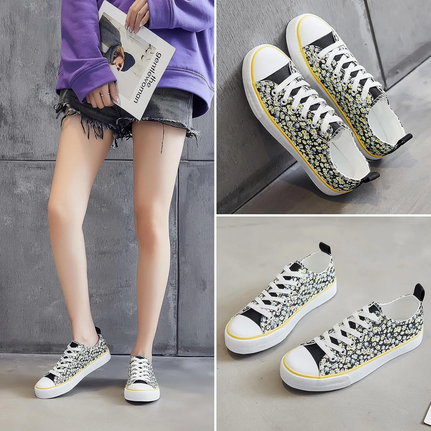 ZGR Women's Canvas Low Top Sneaker Lace-up Classic Casual Shoes for Women