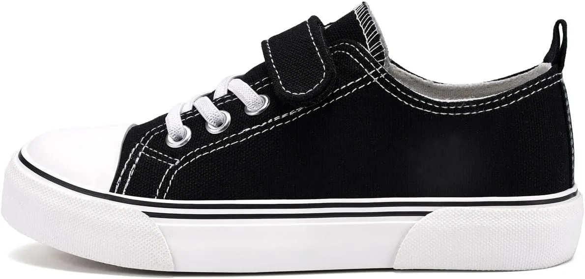 Zoroadke Toddler Boys and Girls Sneakers Low Top Adjustable Strap Canvas Shoes for Kids