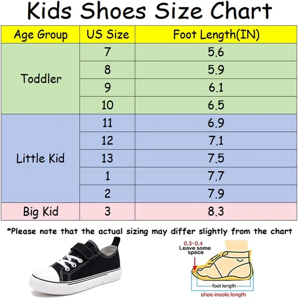 Zoroadke Toddler Boys and Girls Sneakers Low Top Adjustable Strap Canvas Shoes for Kids