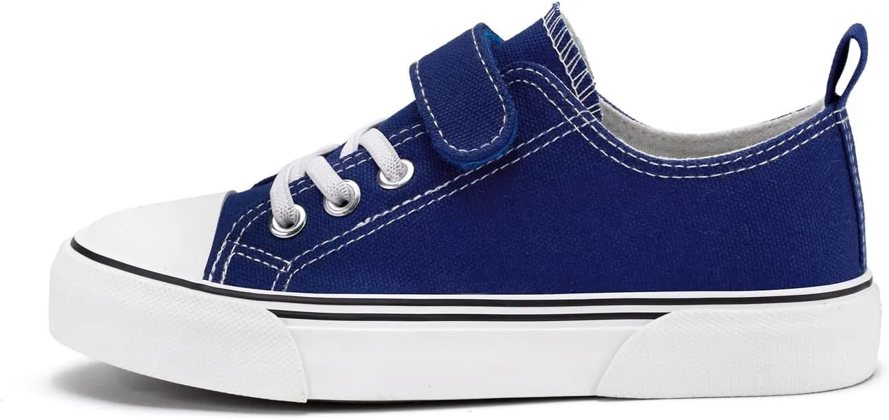 Zoroadke Toddler Boys and Girls Sneakers Low Top Adjustable Strap Canvas Shoes for Kids