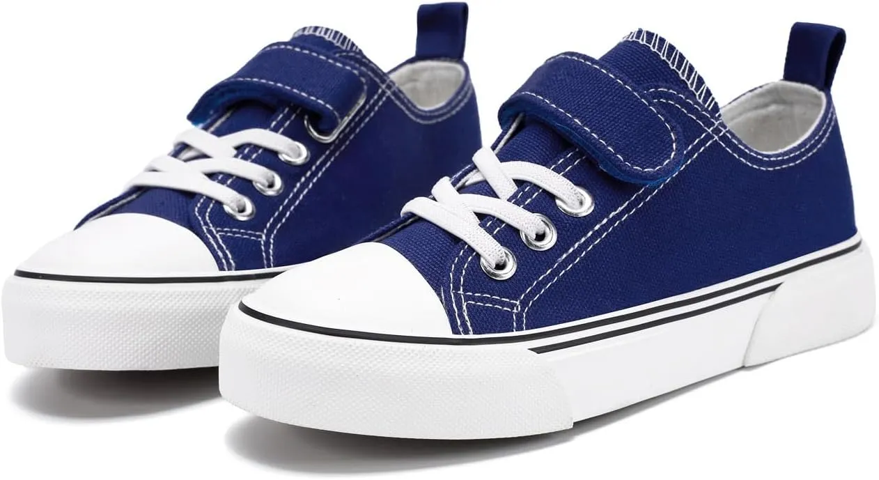 Zoroadke Toddler Boys and Girls Sneakers Low Top Adjustable Strap Canvas Shoes for Kids