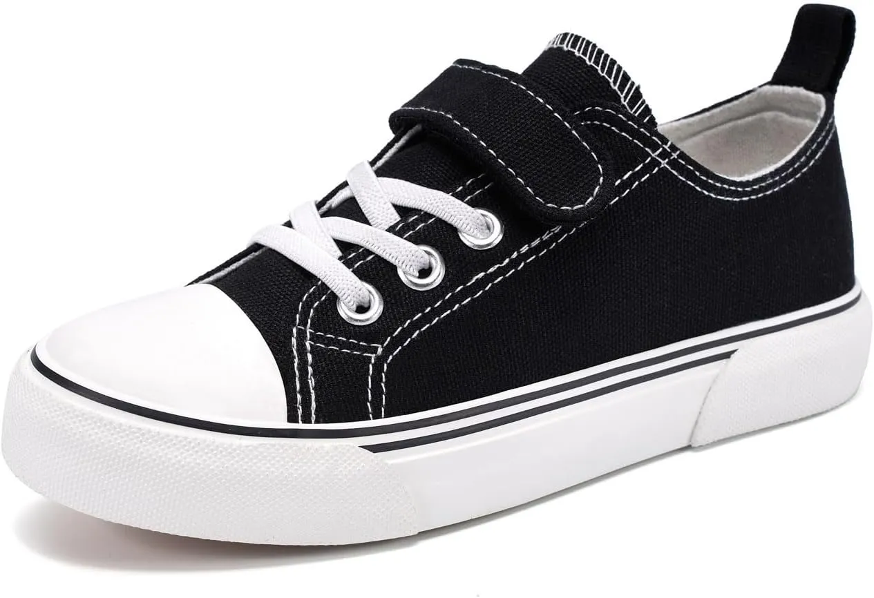 Zoroadke Toddler Boys and Girls Sneakers Low Top Adjustable Strap Canvas Shoes for Kids