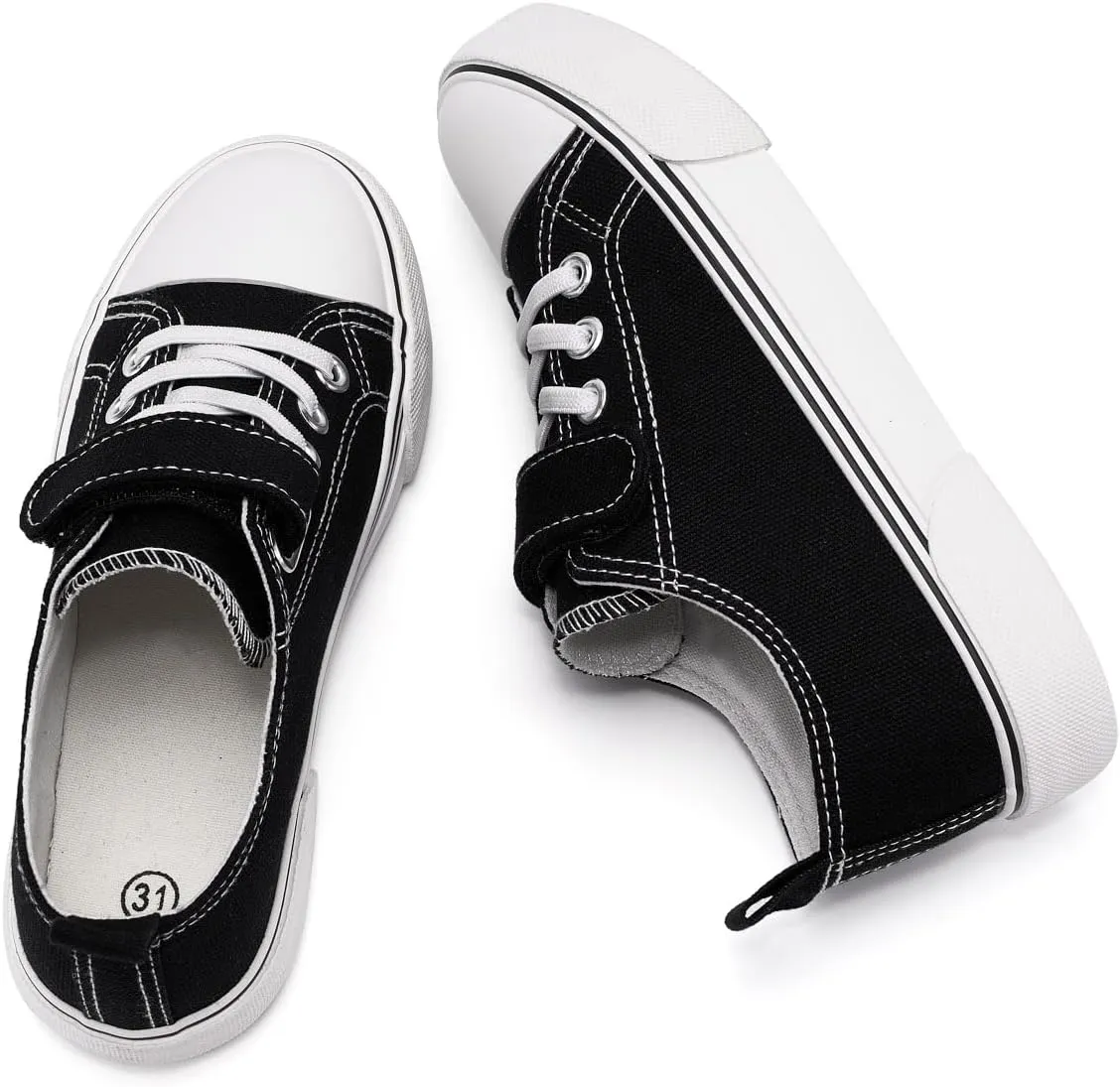 Zoroadke Toddler Boys and Girls Sneakers Low Top Adjustable Strap Canvas Shoes for Kids