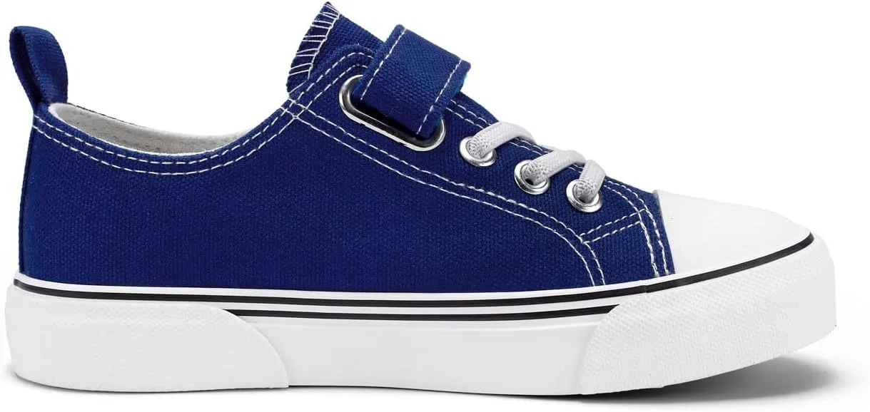 Zoroadke Toddler Boys and Girls Sneakers Low Top Adjustable Strap Canvas Shoes for Kids
