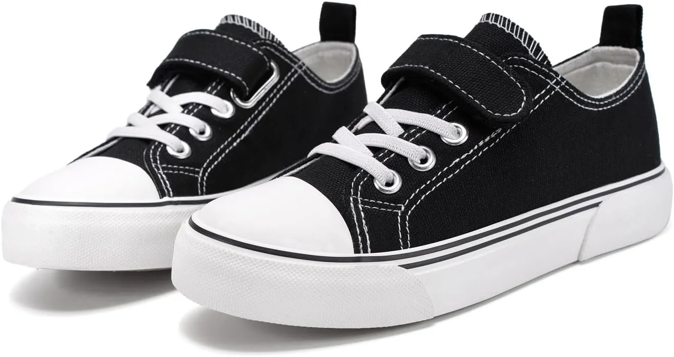 Zoroadke Toddler Boys and Girls Sneakers Low Top Adjustable Strap Canvas Shoes for Kids