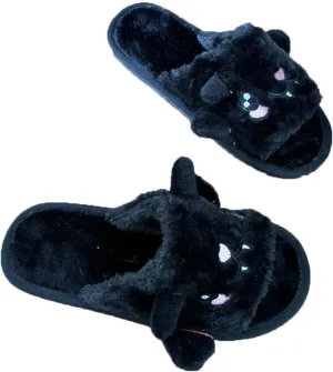 Zureto Halloween Pumpkin Slippers, Spooky Bat Slippers, Adults Fuzzy Slippers Soft Plush Cozy Open Toe Shoes