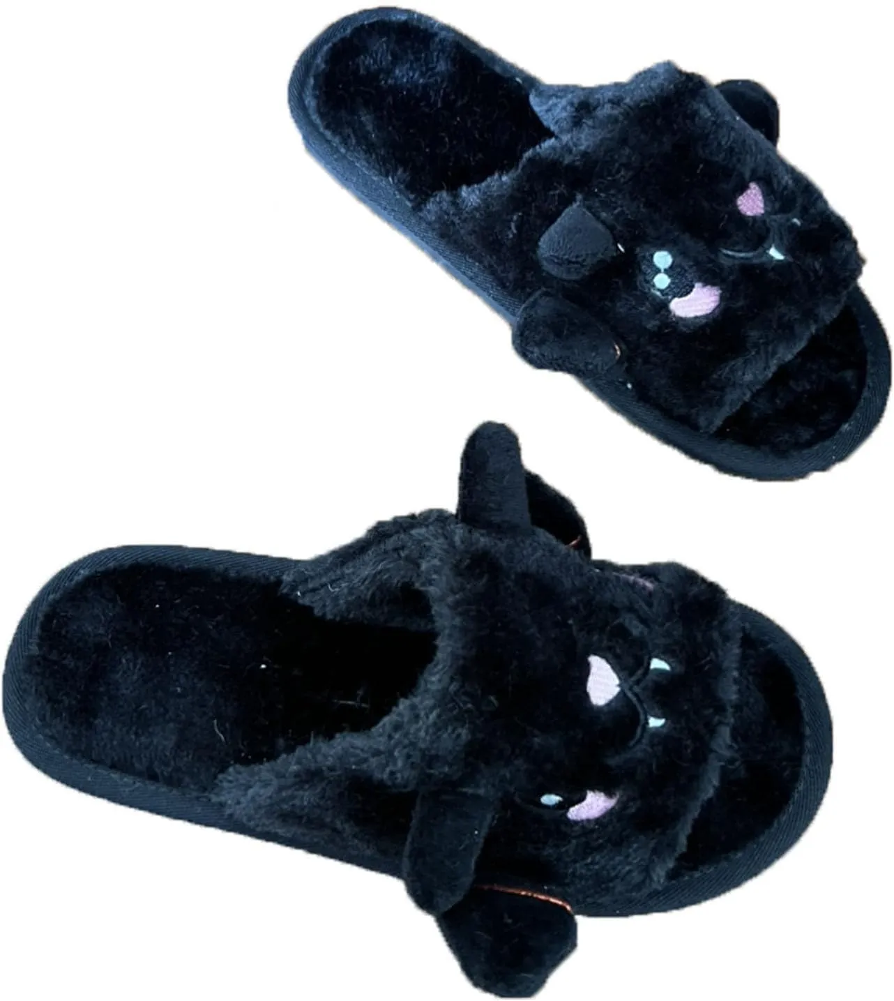 Zureto Halloween Pumpkin Slippers, Spooky Bat Slippers, Adults Fuzzy Slippers Soft Plush Cozy Open Toe Shoes